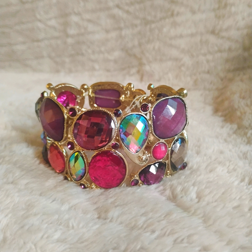 Multicolor Gemstone Statement Bracelet - image 4